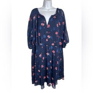NWT DKNY size 22W navy‎ blue floral shift dress BEAUTIFUL 💙💙